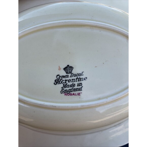 2pc England Crown Ducal Florentine ROSALIE serving Platter & Bowl Vegetable VTG - Picture 8 of 10